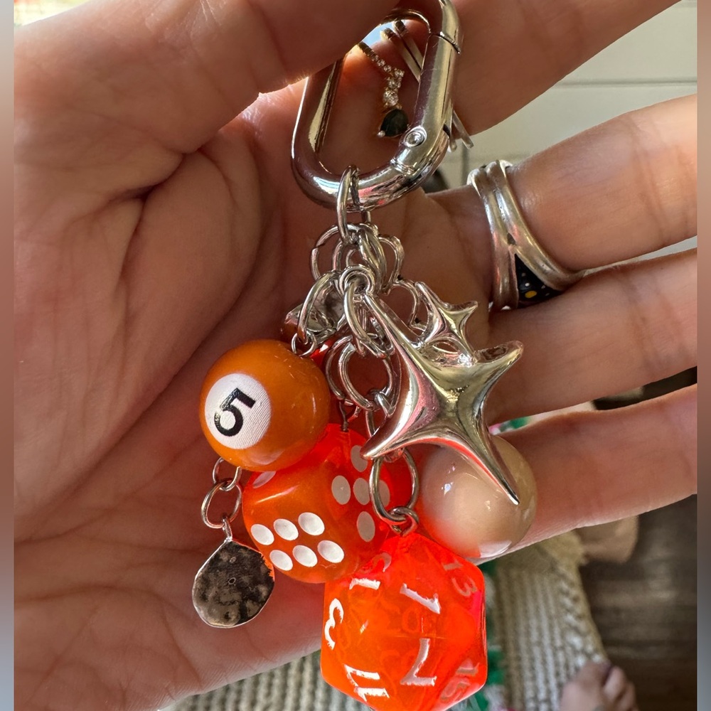 Orange Dice Keychain/ bag charm